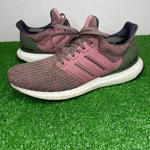 Adidas Ultra Boost 4.0 Olive Green Pink Sneakers Womens Sz 9.5